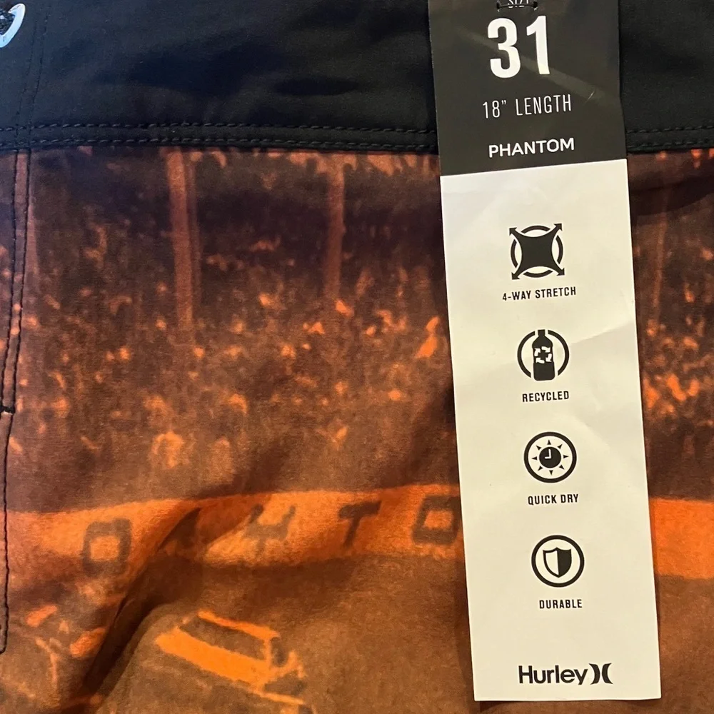 NWT Hurley Nascar Racing Men's Throwback Board Shorts Phantom Shorts Finishline